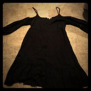 Boho black mini dress